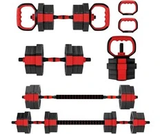 Aosom Hantelių rinkinys, reguliuojamas 6-in-1 20 kg, 100x18x18 cm, raudona, plastikas