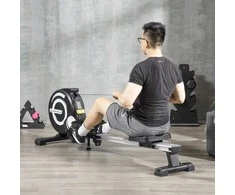 Aosom Irklavimo treniruoklis, 185x58x57 cm, juoda, aliuminio rėmas