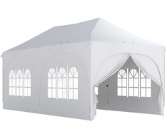 Aosom Išskleidžiama pavėsinė 598x300x315 cm balta, reguliuojamas stogas, metalas