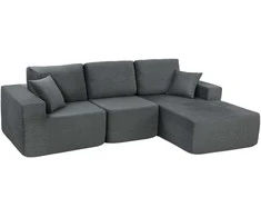 Aosom Kampinė miegamoji sofa, modulinė L formos, 267x168x85 cm, tamsiai pilka, kordo audinys