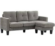 Aosom Kampinė sofa, 186x130x84 cm, ruda, audinys