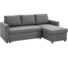 Aosom Kampinė sofa-lova su patalynės dėže, 211,5x146x85 cm, šviesiai pilka, audinys