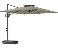 Aosom Kantinis skėtis 247x247x268 cm Pilkas metalas, atsparus vandeniui