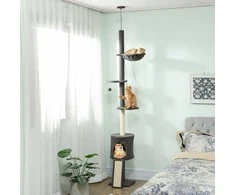 Aosom Katės draskyklė, reguliuojamas aukštis 30x25x220-240 cm, pilka, sizalio audinys