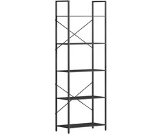 Aosom Knygų lentyna, 60x30x170.5 cm, Juoda, Metalas
