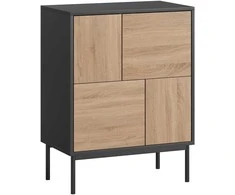 Aosom Komoda 60x35x78 cm juoda, natūrali mediena, MDF, metalas