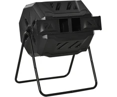 Aosom Komposto dėžė 71x65x96 cm Juoda Plastikas ir Plienas