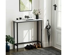 Aosom Konsolinis stalas, 75x24x76 cm, juodas, reguliuojamas