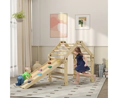 Aosom Laipiojimo Rėmas 3-in-1 Sulankstomas 175x70x89 cm Daugiaspalvis Medis