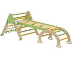 Aosom Laipiojimo rėmas, Montessori 8-in-1 vidaus laipiojimo trikampis, 191.5x74.5x63 cm, žalias, medinis