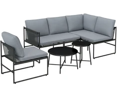 Aosom Lauko baldų komplektas 5 dalių lauko sofos komplektas 182x167x65 cm tamsiai pilka metalas