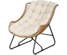 Aosom Lauko fotelis 75x101x90 cm Chaki, rotango imitacija