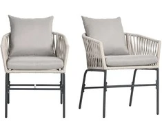 Aosom Lauko kėdžių komplektas, 57x60x71 cm, smėlio spalvos, metalinis rėmas