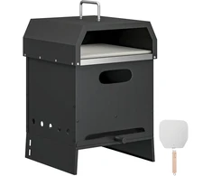 Aosom Lauko picos krosnis 40x37.5x53.5 cm juodos spalvos, nerūdijančio plieno