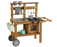 Aosom Lauko žaidimų virtuvėlė Mud Kitchen 80x33x80.5 cm Ruda mediena