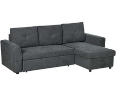 Aosom Miegamoji sofa su šezlongu, 232x141x85 cm, tamsiai pilka, su daiktadėže