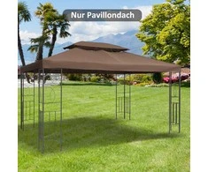 Aosom Pakeičiama stogo danga sodo paviljonui, 300x400 cm, ruda, poliesteris