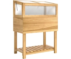 Aosom Pakelta daržinė lysvė 80x45x101 cm natūrali mediena