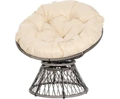 Aosom Papasan kėdė 87x97x90 cm smėlio spalvos, rotangas, metalinis rėmas