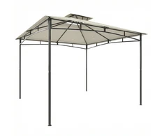 Aosom Pavėsinė 300x300x285 cm Kremas Balta Metalinė Konstrukcija