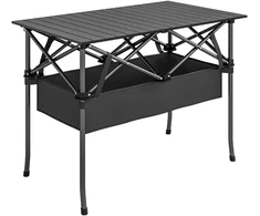 Aosom Pikniko stalas 93x55x68 cm Juodas metalas