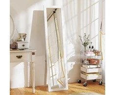 Aosom Pilno ilgio veidrodis, 37x157 cm, balta, MDF ir stiklas