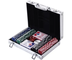 Aosom Pokerio rinkinys 29.5x20.5x6.5 cm Sidabrinė Balta Aliuminis