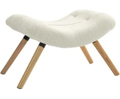 Aosom Pufas 67x45x38 cm baltas, vilnos apmušalas