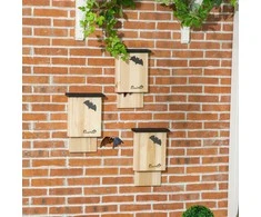 Aosom Šikšnosparnių namelių rinkinys, 3 dalys, 25x6x37,5 cm, natūralus, medis