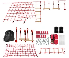 Aosom Slackline rinkinys vaikams 1000x300x180 cm raudonmedis