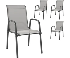 Aosom Sodo kėdžių komplektas 51x69x87 cm Pilka Metalas