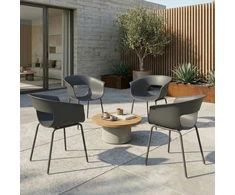 Aosom Sodo kėdžių komplektas 61x51x74 cm Tamsiai pilka Metalas ir plastikas