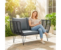 Aosom Sodo sofa 123x67x72 cm šviesiai pilkas rotangas