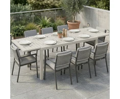 Aosom Sodo stalas 150x85 cm baltas aliuminis