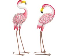 Aosom Sodo statulų rinkinys, Flamingas, 28x19x83 cm, 27x19x75 cm, raudona, metalas