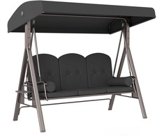 Aosom Sodo sūpynės, 3 vietų, 121x208x172 cm, tamsiai pilka, metalas