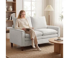 Aosom Sofa 146x84x95 cm Kremas Balta Chenille Apmušalai