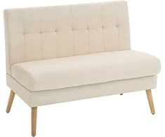 Aosom Sofa, 2-vietė, 118x68x90 cm, smėlio spalvos, lino imitacijos audinys