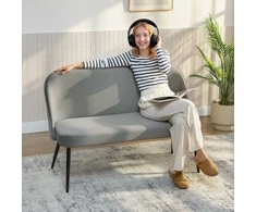 Aosom Sofa, 2 vietų, 127x63x84.5 cm, Pilka, Metalinis rėmas