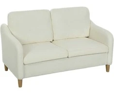 Aosom Sofa, 2 vietų, 137x69x82 cm, kreminė balta, Sherpa-fleece apmušalas