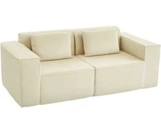 Aosom Sofa, 3 vietų, 202x90x76 cm, smėlio spalvos, veliūrinis audinys