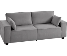 Aosom Sofa 3 vietų 218x79x91 cm Šviesiai pilka korduro audinio apmušalas
