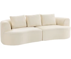 Aosom Sofa 3 vietų 260x106x82 cm Kremas Balta Chenille Apmušalai