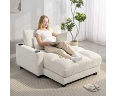 Aosom Sofa-lova, 114x147x86 cm, kreminė balta, putos