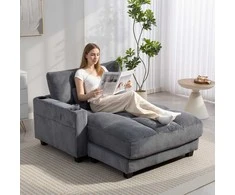 Aosom Sofa-lova, 114x147x86 cm, pilka, putos