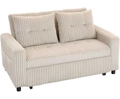 Aosom Sofa-lova, 157x190 cm, kreminė balta, veliūro audinys