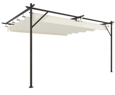Aosom Stoginė terasai, Pergola, 396x297x225 cm, Kreminė balta, Reguliuojamas stogas