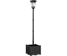 Aosom Stulpas Šviesa 41.5x41.5x195 cm Juoda Saulės Energija Varomas