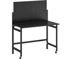 Aosom Sulankstomas mobilus darbo stalas su lentyna įrankiams 115x62x143,5 cm juodas plienas