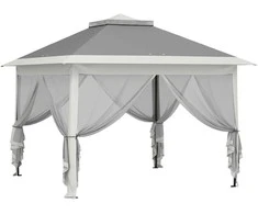 Aosom Sulankstomas sodo paviljonas 330x330x288 cm pilkas, metalas ir poliesteris